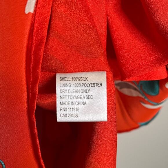 YUMI KIM Silk Soho Mixer Wrap Dress Red-Orange Size Small Tropical Floral - Picture 6 of 6